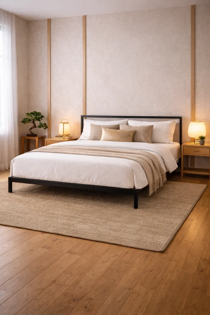Japanese Zen Metal Platform Bed Style