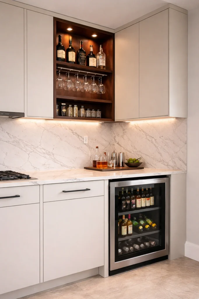 Kitchen Integrated Mini Bar Idea