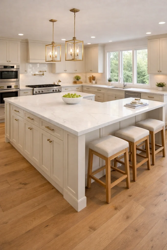 L-Shaped Luxury Kitchen Island Idea