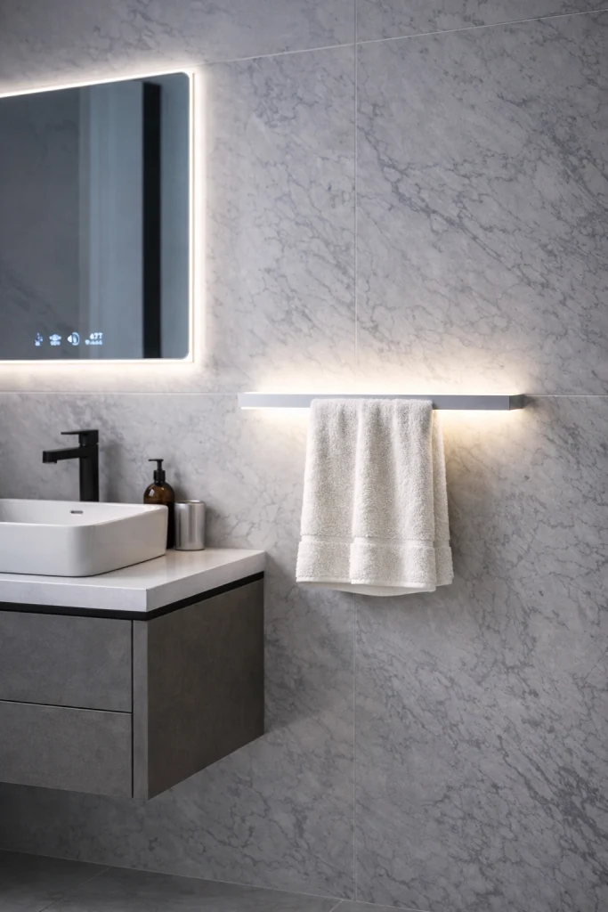 LED Backlit Floating Towel Rail Style