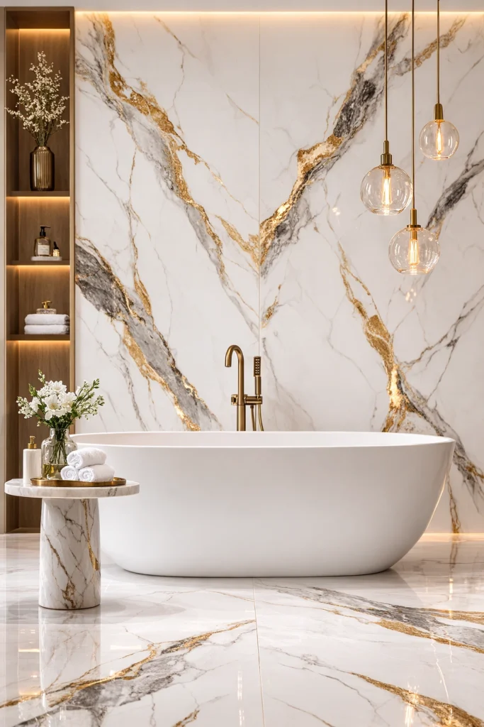 Large Marble Vein Porcelain Wall Tiles Style