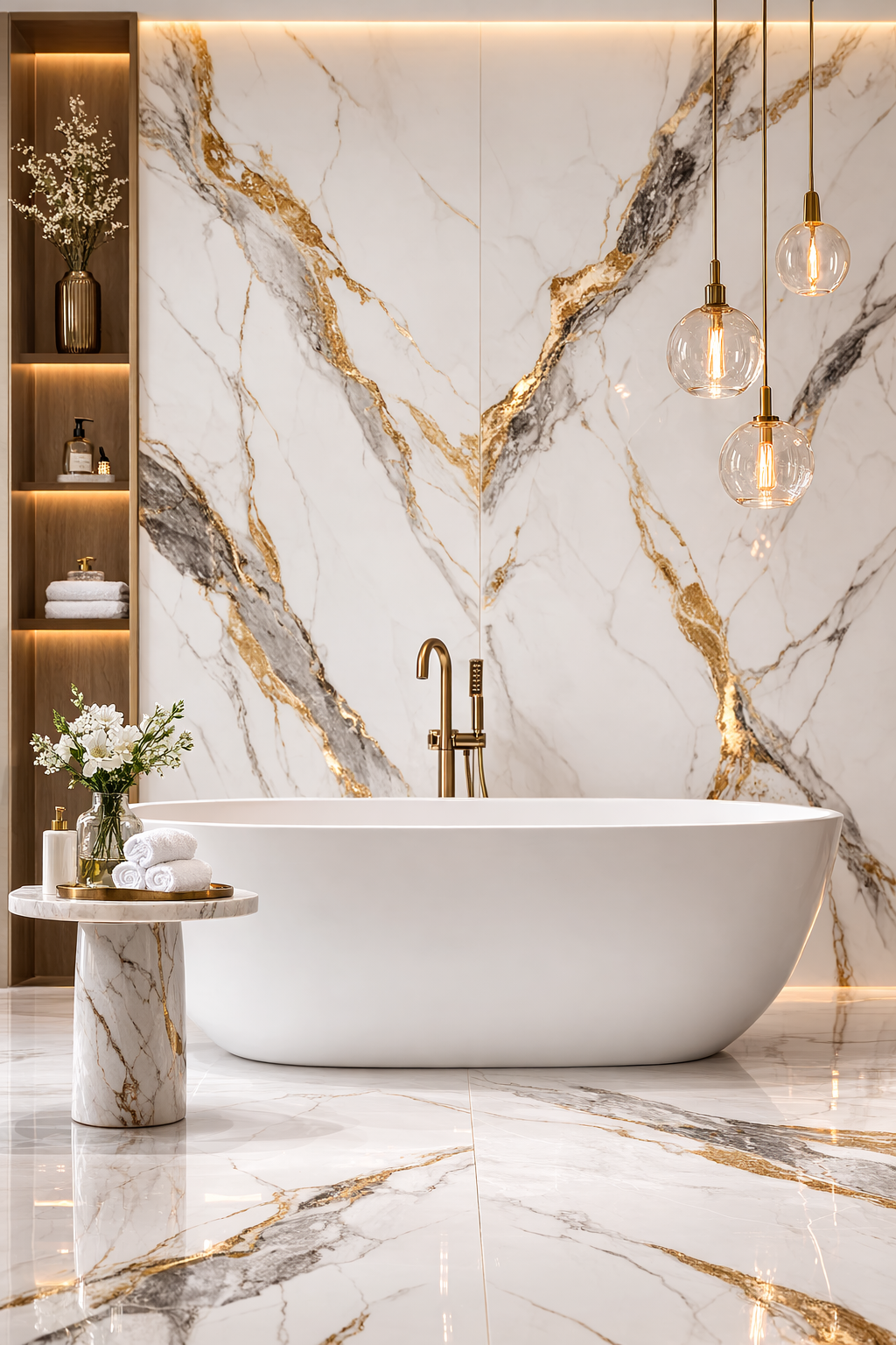 Large Marble Vein Porcelain Wall Tiles Style