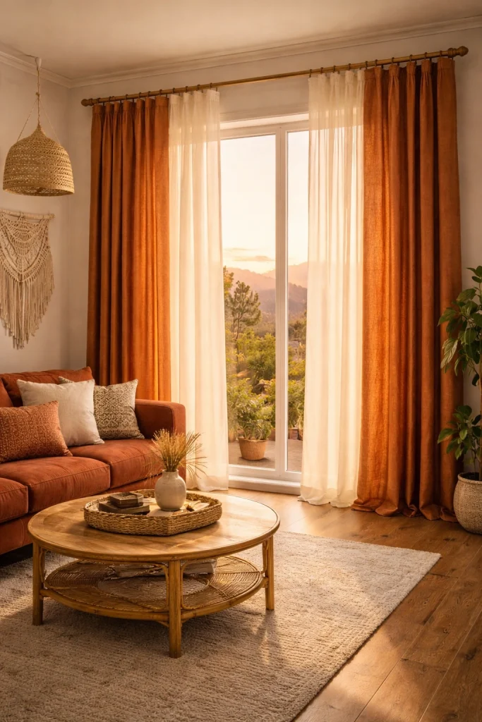 Layered Earth Tone Boho Curtains Style