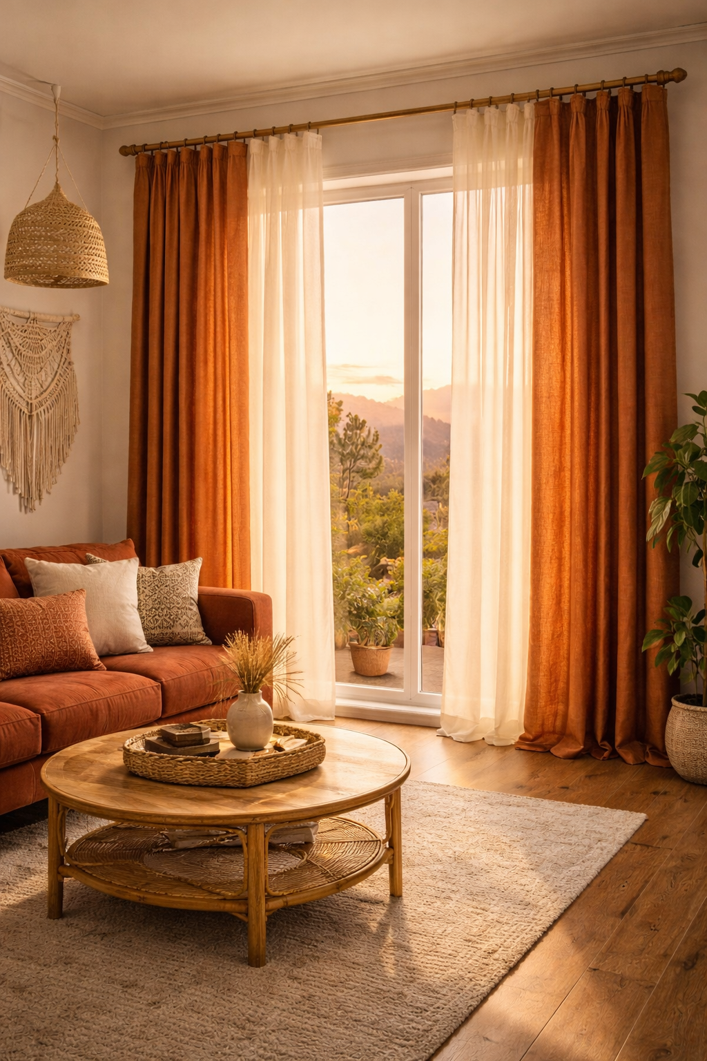 Layered Earth Tone Boho Curtains Style