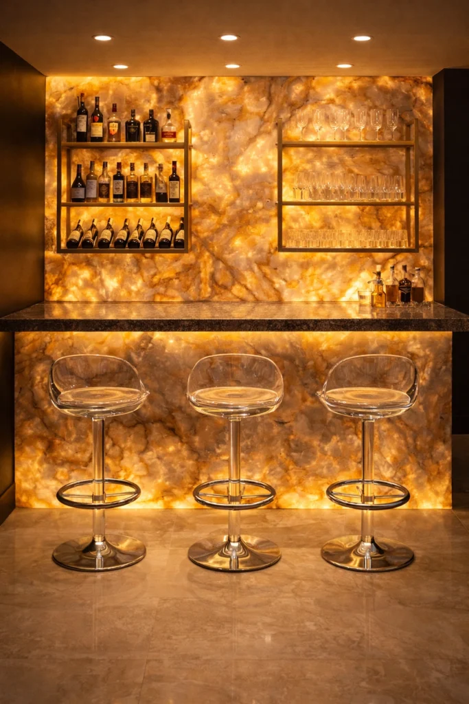 Luxury Backlit Stone Bar Style