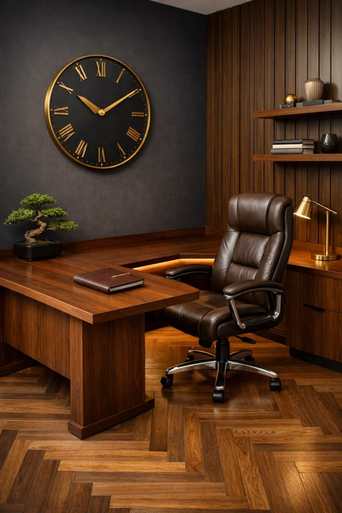 Luxury Dark Wood Executive Office Idea