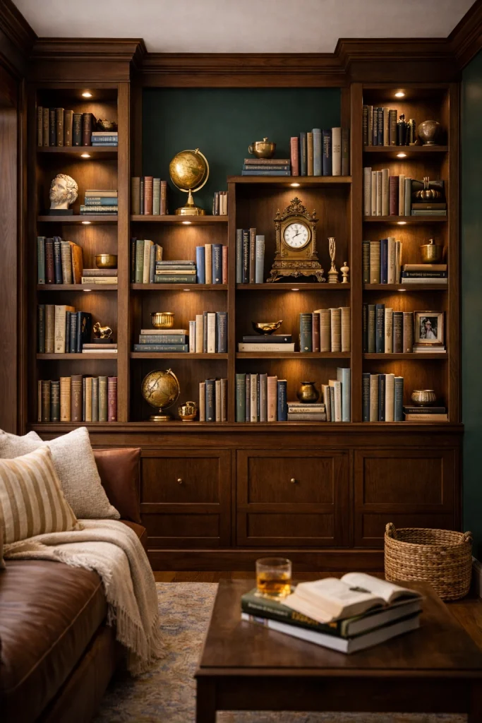 Luxury Dark Wood Library Wall Style