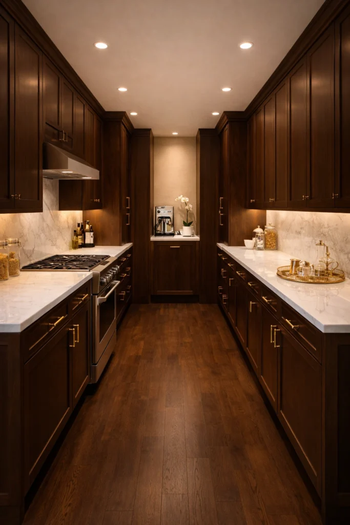 Luxury Hotel Style Galley Kitchen Idea