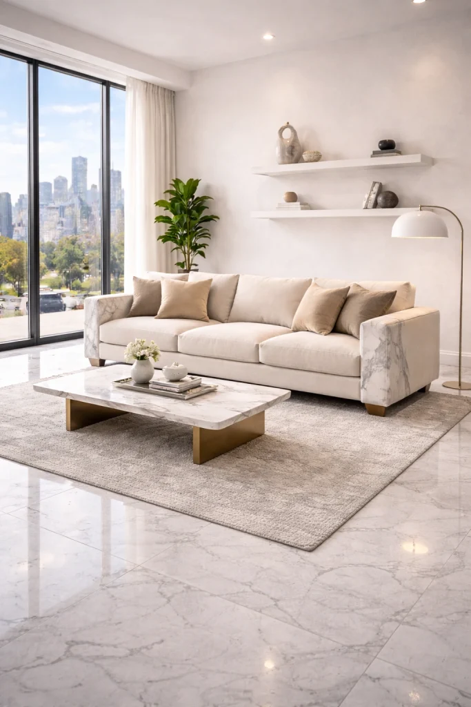 Luxury Marble Accent Sofa Setup Style
