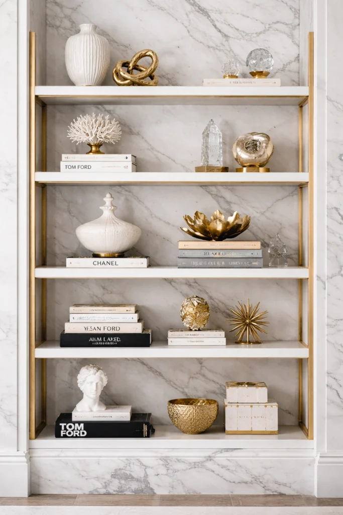 Luxury Marble Background Bookshelf Style