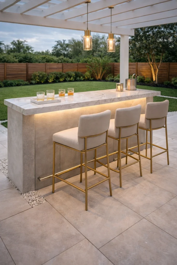 Luxury Marble Backyard Bar Idea