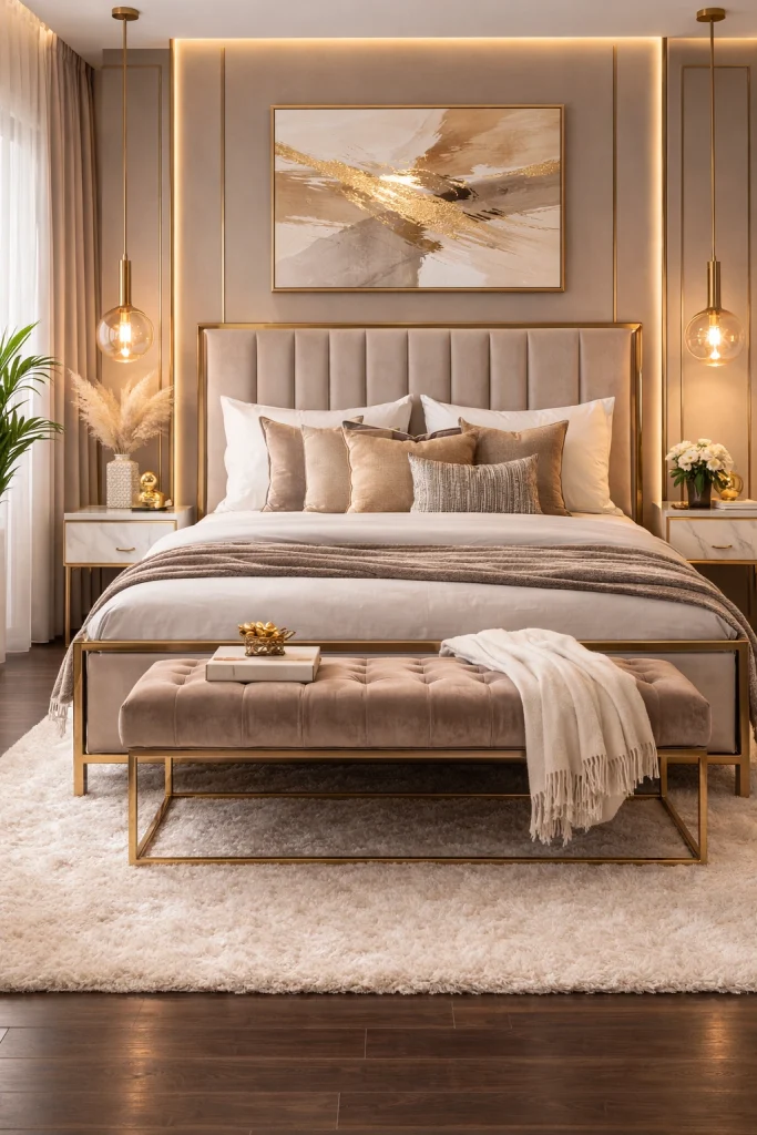 Luxury Upholstered Metal Frame Bed Style