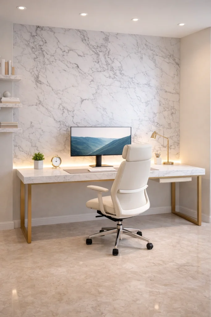 Marble Accent Luxury Home Office Idea