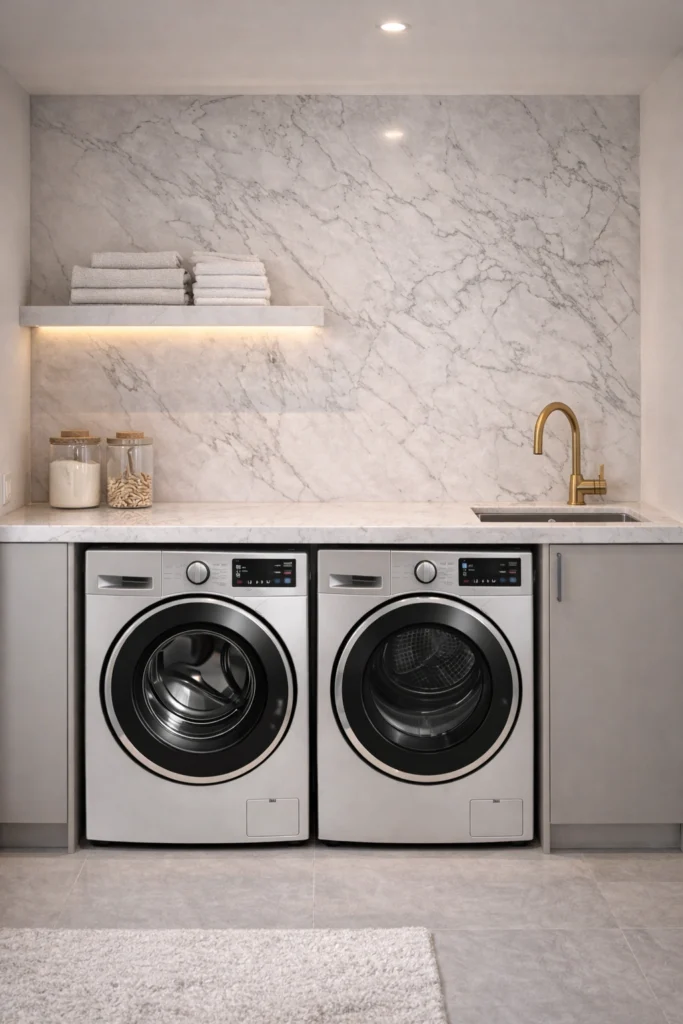 Marble Accent Utility Room Style