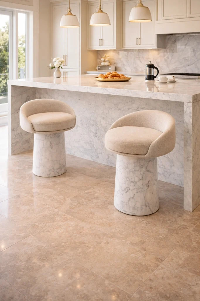 Marble Base Pedestal Kitchen Stools Idea