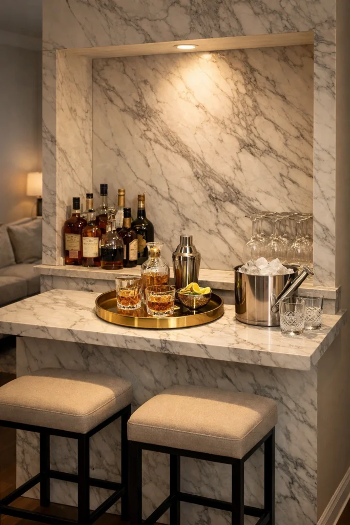Marble Counter Mini Bar Idea