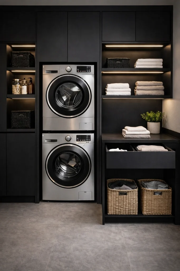 Matte Black Modern Utility Room Style