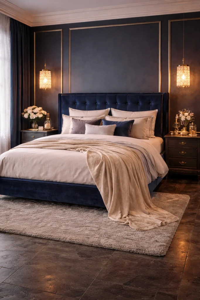 Midnight Blue Romance Bedroom Style