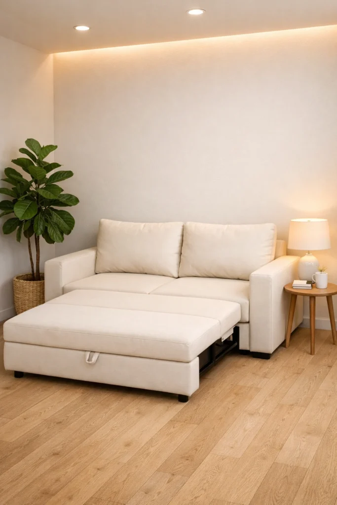 Minimal Cream Pull-Out Sofa Idea