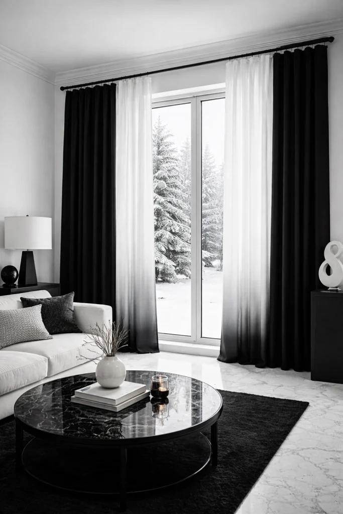 Minimal Monochrome Statement Curtains Style