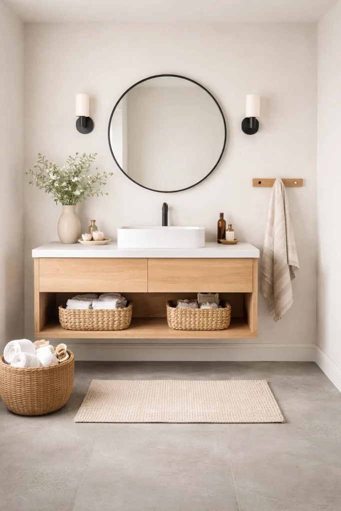 Minimal Scandinavian Farmhouse Bathroom Style