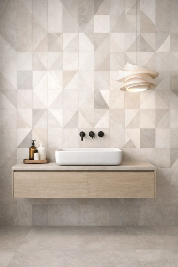 Mixed Shape Tile Feature Wall Style