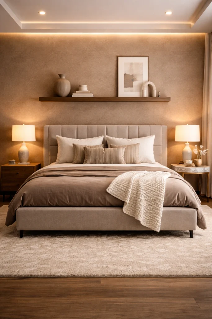 Mocha Textured Wall Bedroom Style