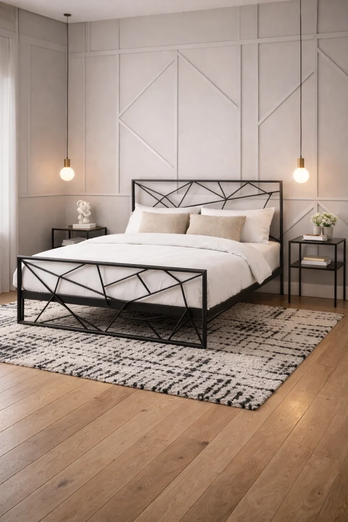 Modern Geometric Metal Bed Frame Style
