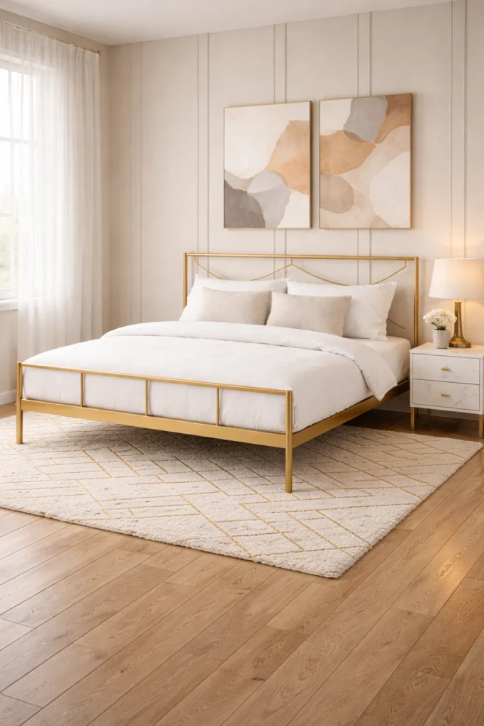 Modern Gold Metal Frame Bed Style