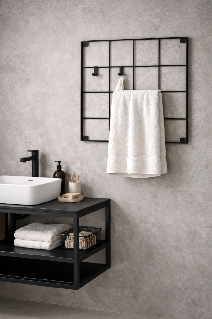 Modern Grid Panel Towel Organizer Style