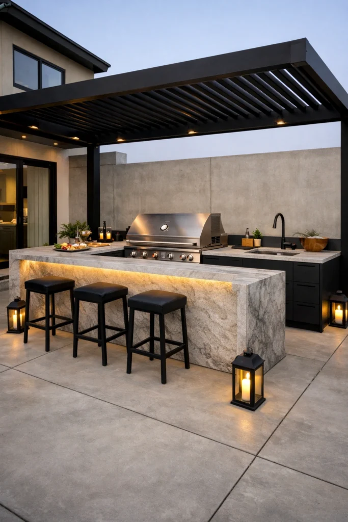 Modern Stone Island Outdoor Kitchen Ideas