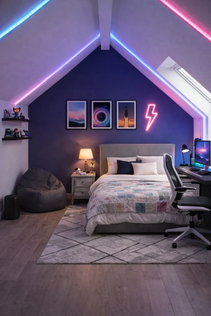 Modern Teen Attic Bedroom Style
