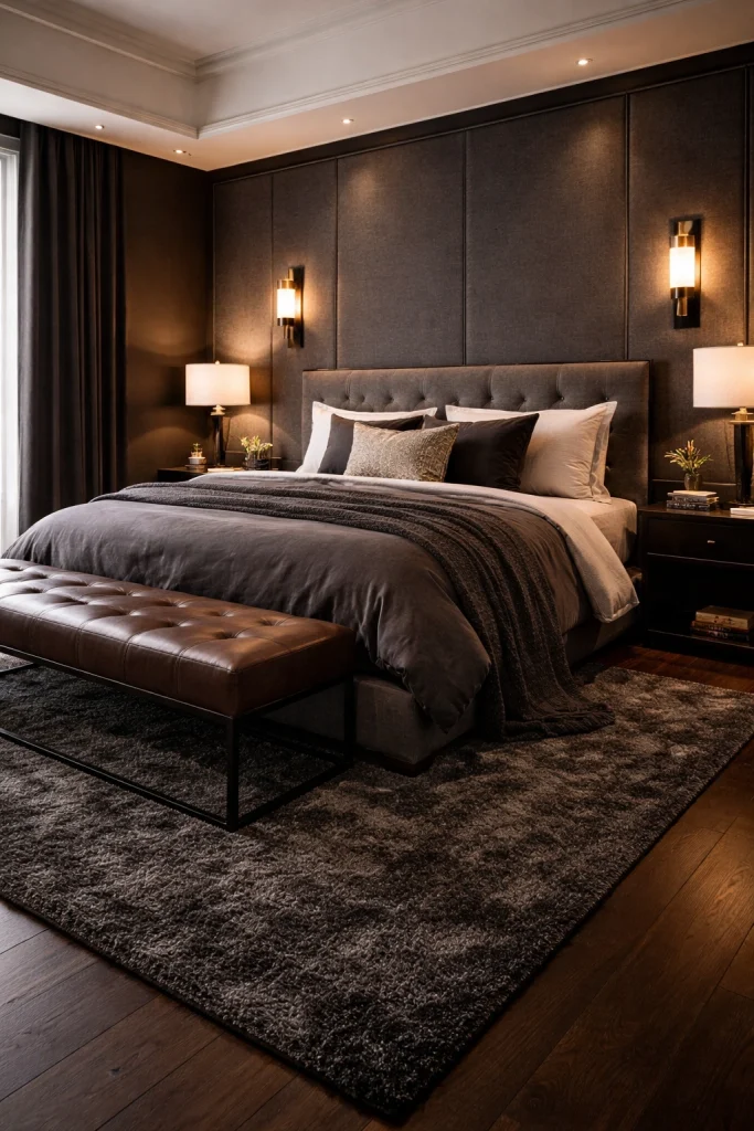 Moody Dark Hotel Style Bedroom