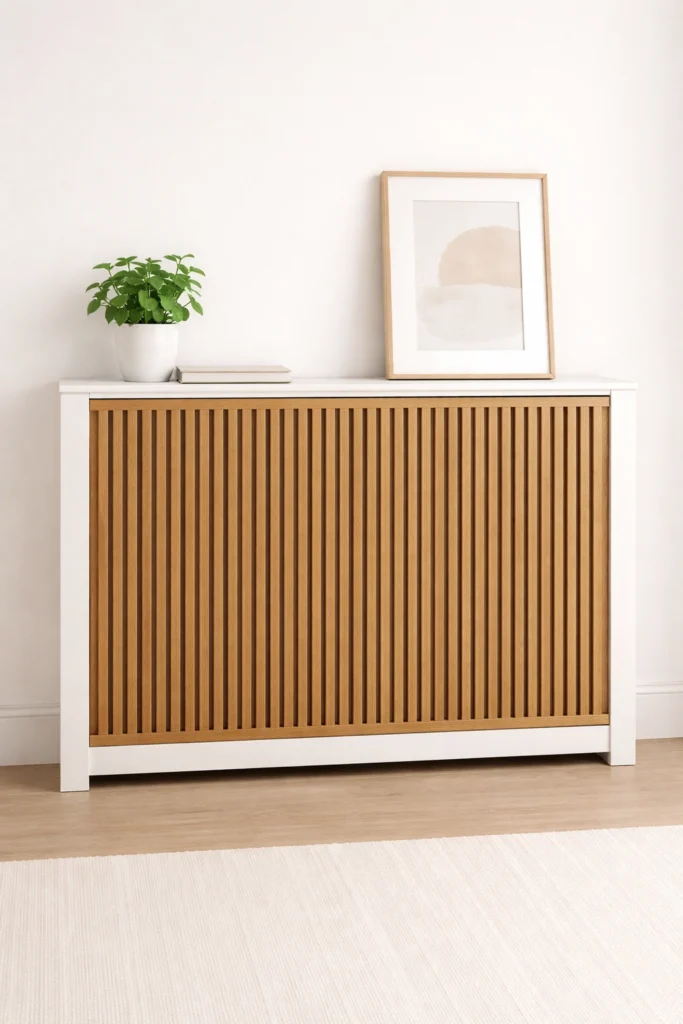 Natural Wood Slat + White Frame Cover Style
