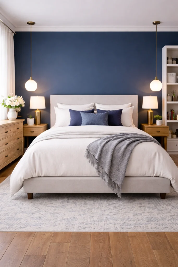 Navy Accent Wall Bedroom Style