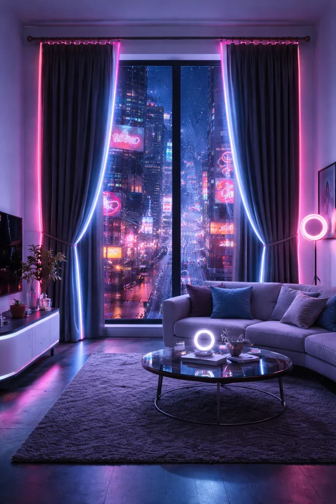 Neon Edge Modern Curtains Style