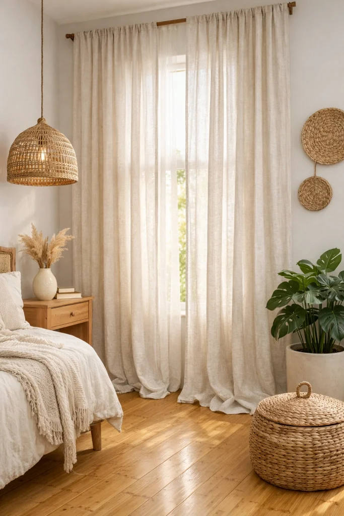 Neutral Boho Linen Curtains Style