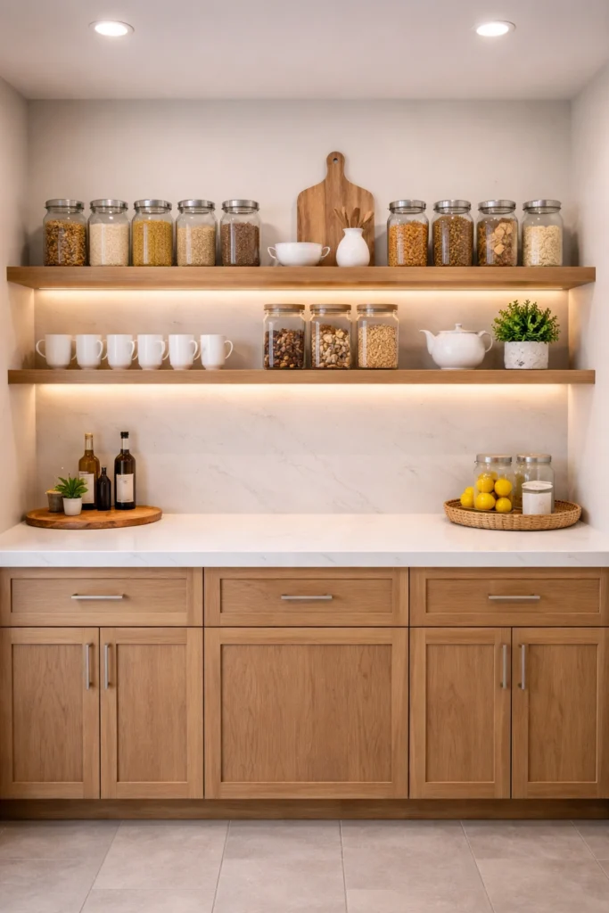 Open Pantry Wall Shelves Idea