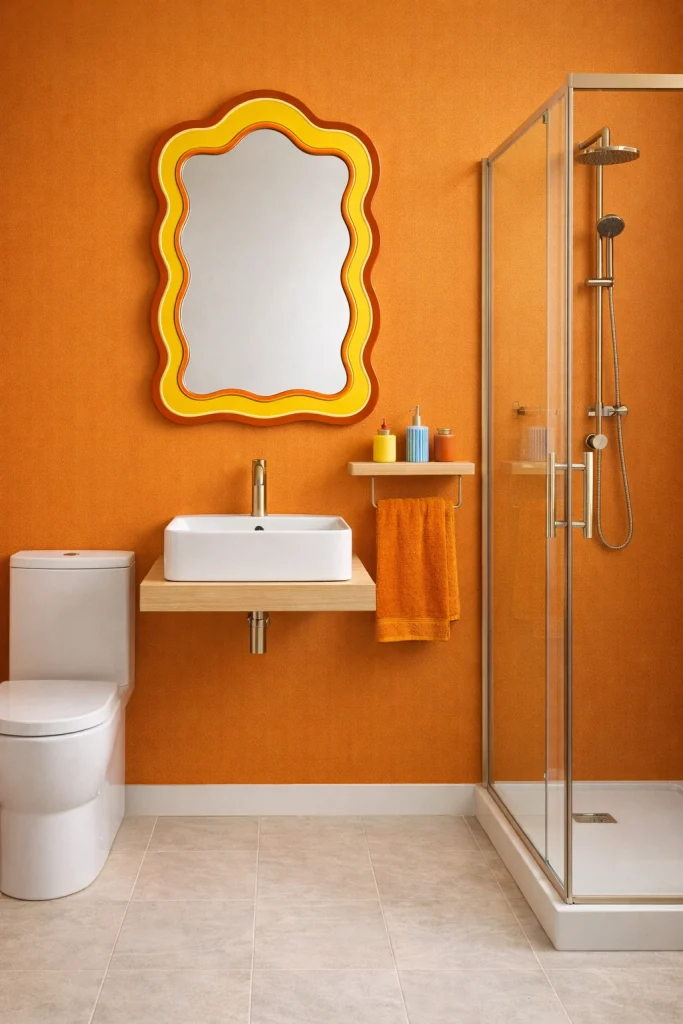 Orange Retro Bathroom Style
