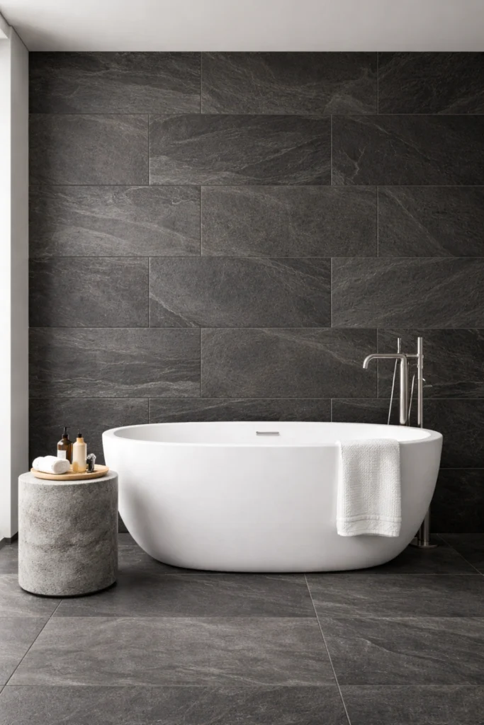 Oversized Slate Tiles Bathroom Style