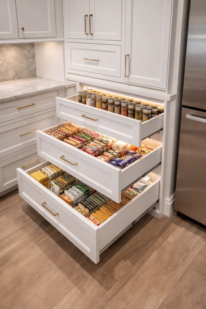 Pantry With Drawer Storage Idea