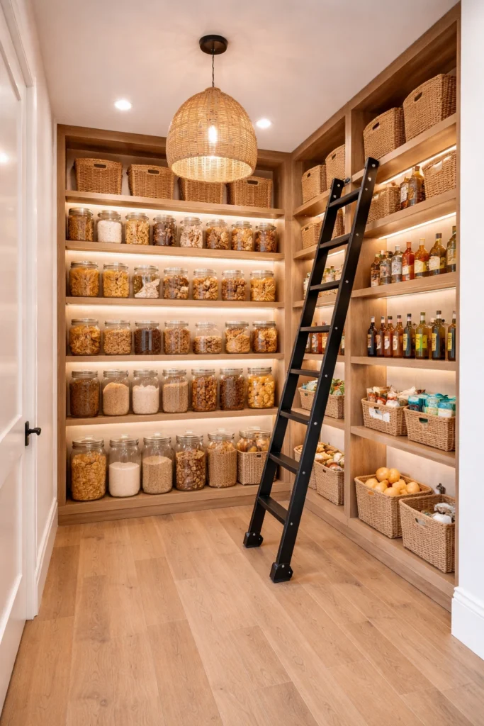 Pantry With Ladder Shelving Idea