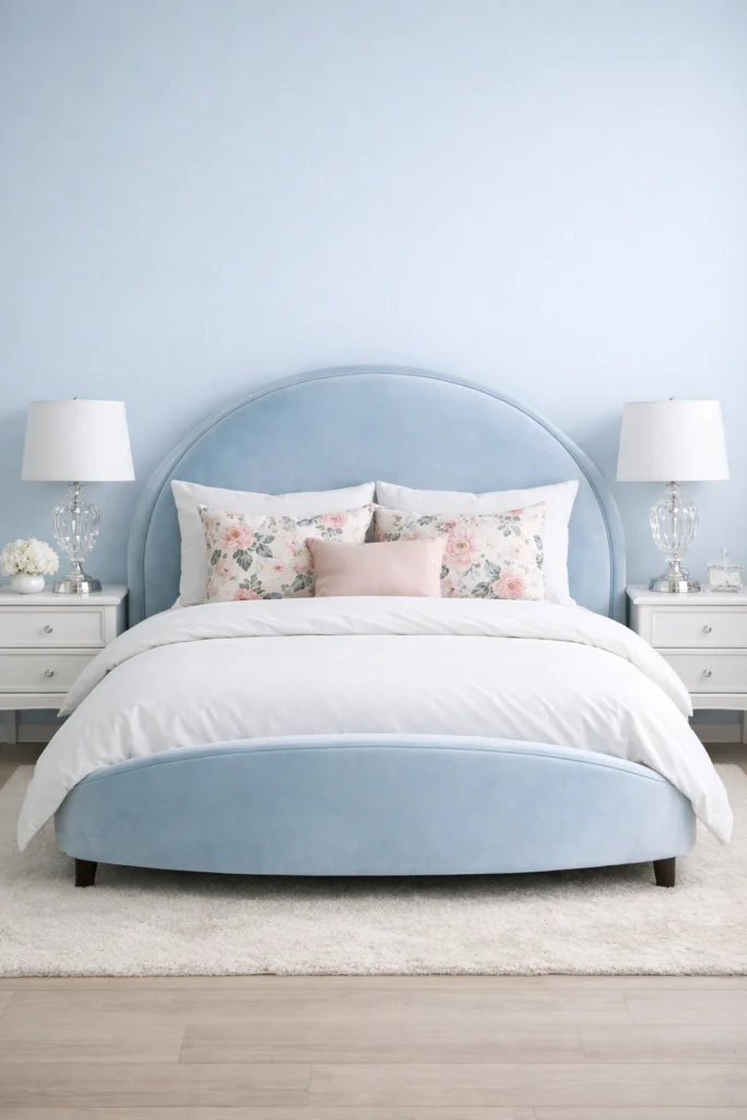 Pastel Blue Feminine Bedroom Style