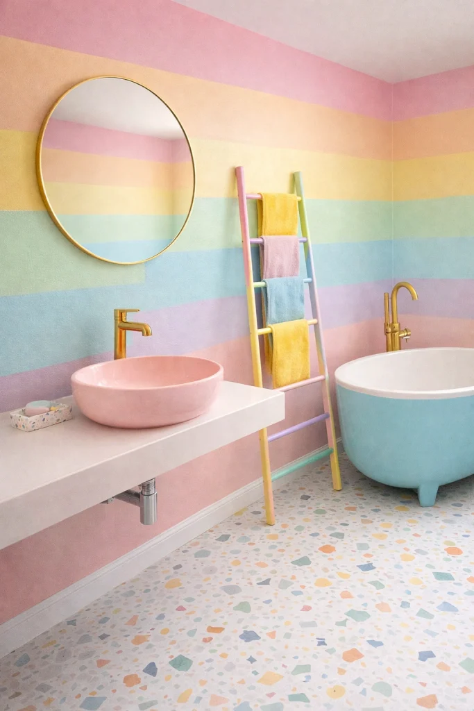 Pastel Rainbow Bathroom Style