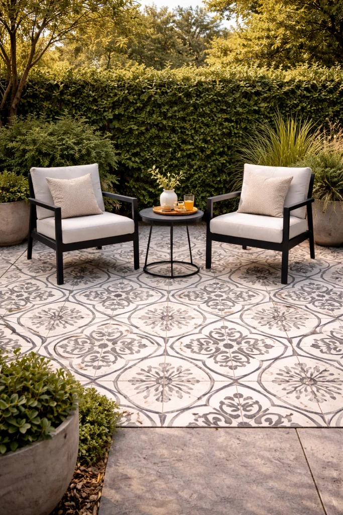 Patterned Tile Feature Patio Style