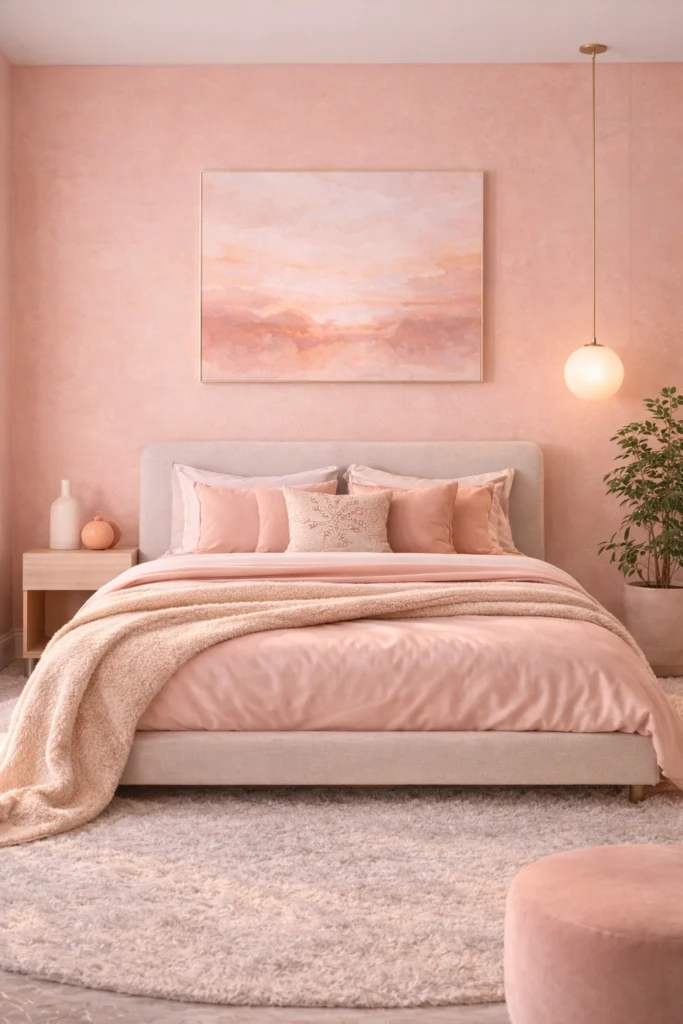 Peach Pink Warm Bedroom Style