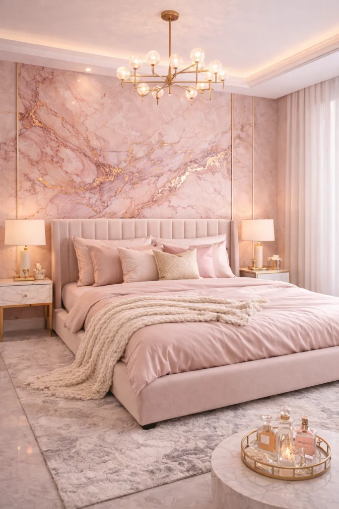 Pink Marble Luxury Bedroom Style