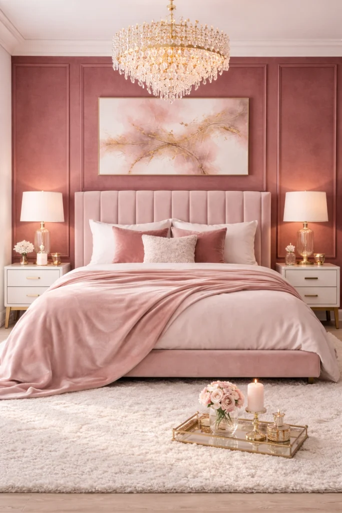 Pink Velvet Luxury Bedroom Style