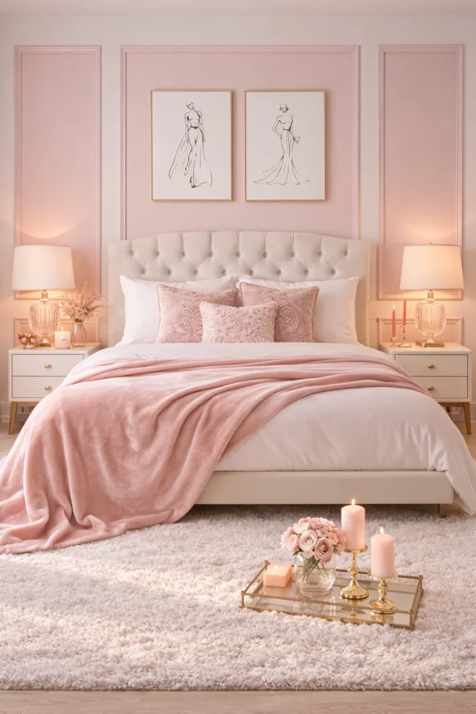 Pink and White Elegant Bedroom Style