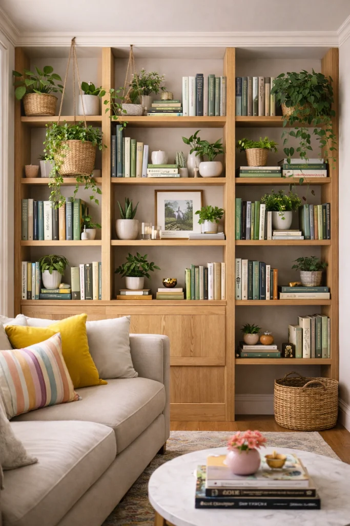 Plant Integrated Bookshelf Style